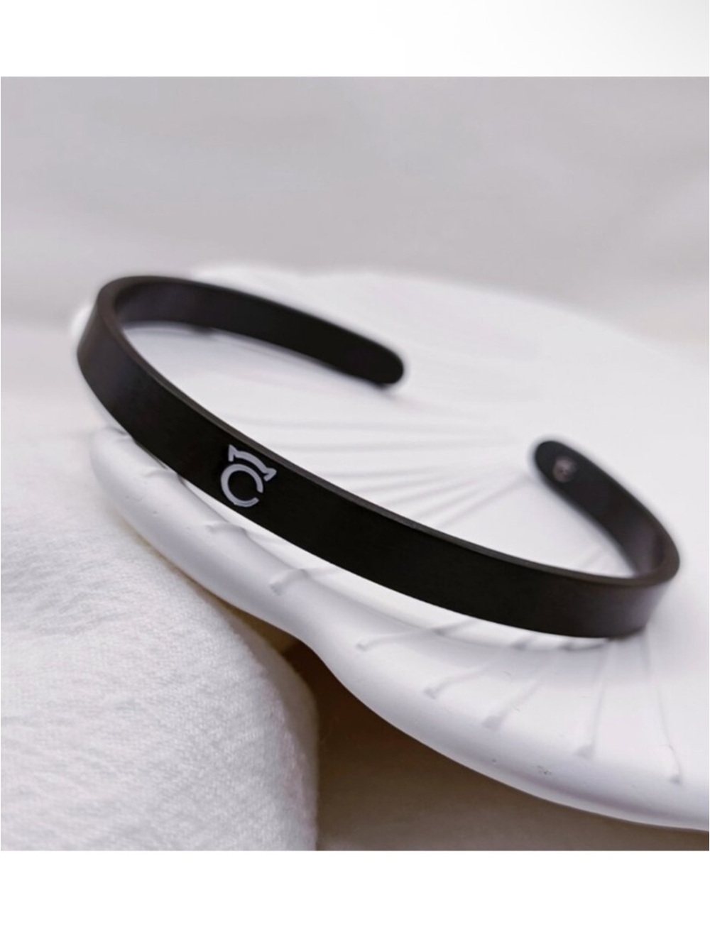 CreaMint Cat Ear Logo Bangle Black Medical Grade Steel NEW